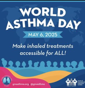 2025年世界喘息dayは5月６日です。今年のテーマは「Make Inhaled Treatments Accessible for ALL」のアイキャッチ画像